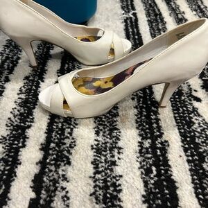 Madden Girl White Peep-Toe Heels